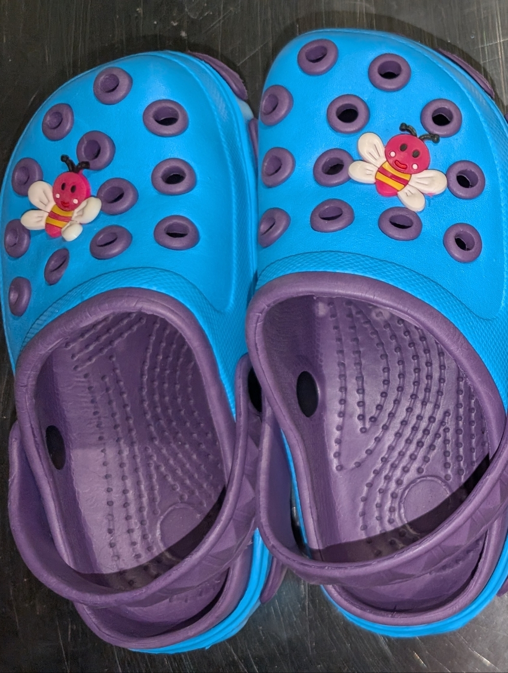 Kids Size 1 - NEW - Purple & Blue Casual Slip-On Clogs Sandels Crocs